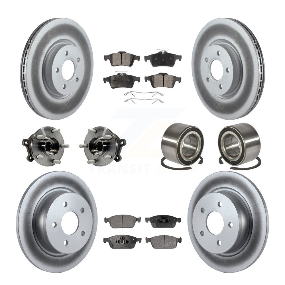 Kit de rotors et plaquettes de frein à disque revêtus de roulement de moyeu avant et arrière (10 pièces) pour Ford Escap