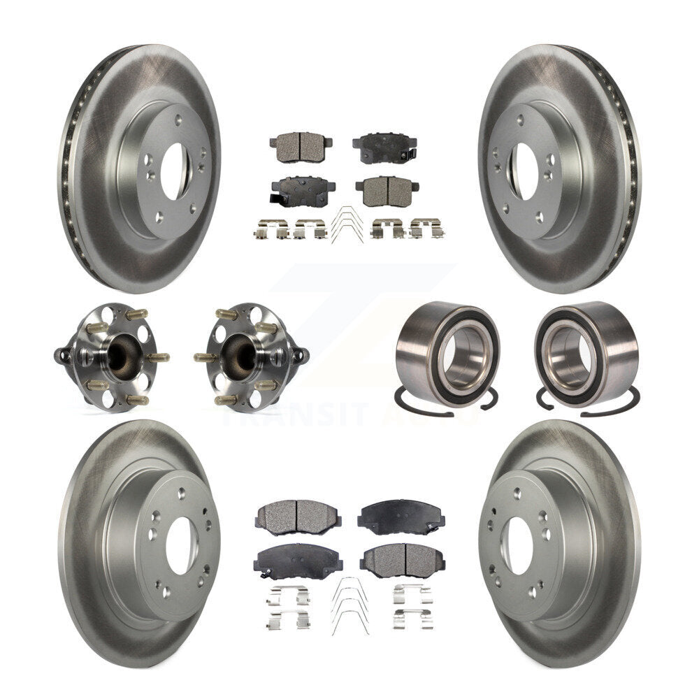 Kit de rotor et de plaquettes de frein à disque revêtus de roulement de moyeu avant et arrière (10 pièces) pour Honda Accor