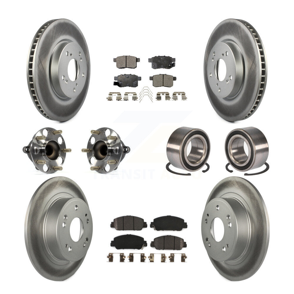 Kit de rotor et de plaquettes de frein à disque revêtus de roulement de moyeu avant et arrière (10 pièces) pour Honda Accor