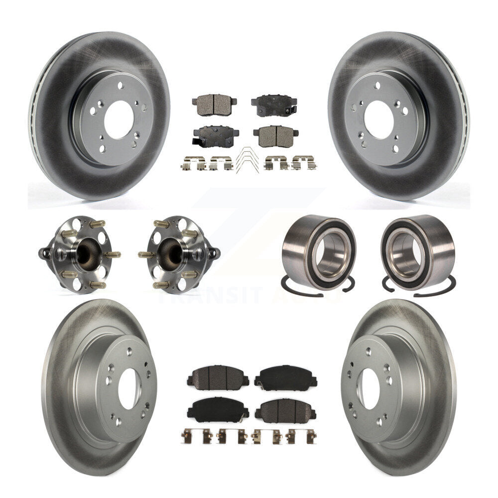 Kit de rotor et de plaquettes de frein à disque revêtus de roulement de moyeu avant et arrière (10 pièces) pour Honda Accor