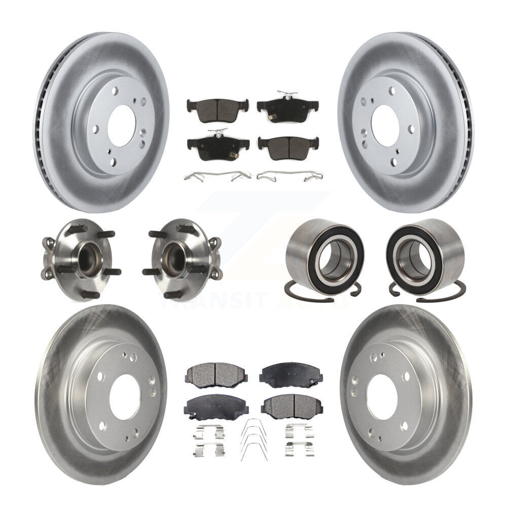Kit de rotors et plaquettes de frein à disque revêtus de roulement de moyeu avant et arrière (10 pièces) pour Honda Civi