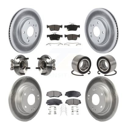 Kit de rotors et plaquettes de frein à disque revêtus de roulement de moyeu avant et arrière (10 pièces) pour Honda Civi