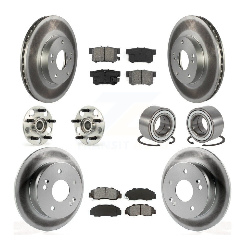 Kit de rotor et de plaquettes de frein à disque revêtus de roulement de moyeu avant et arrière (10 pièces) pour Honda Accor