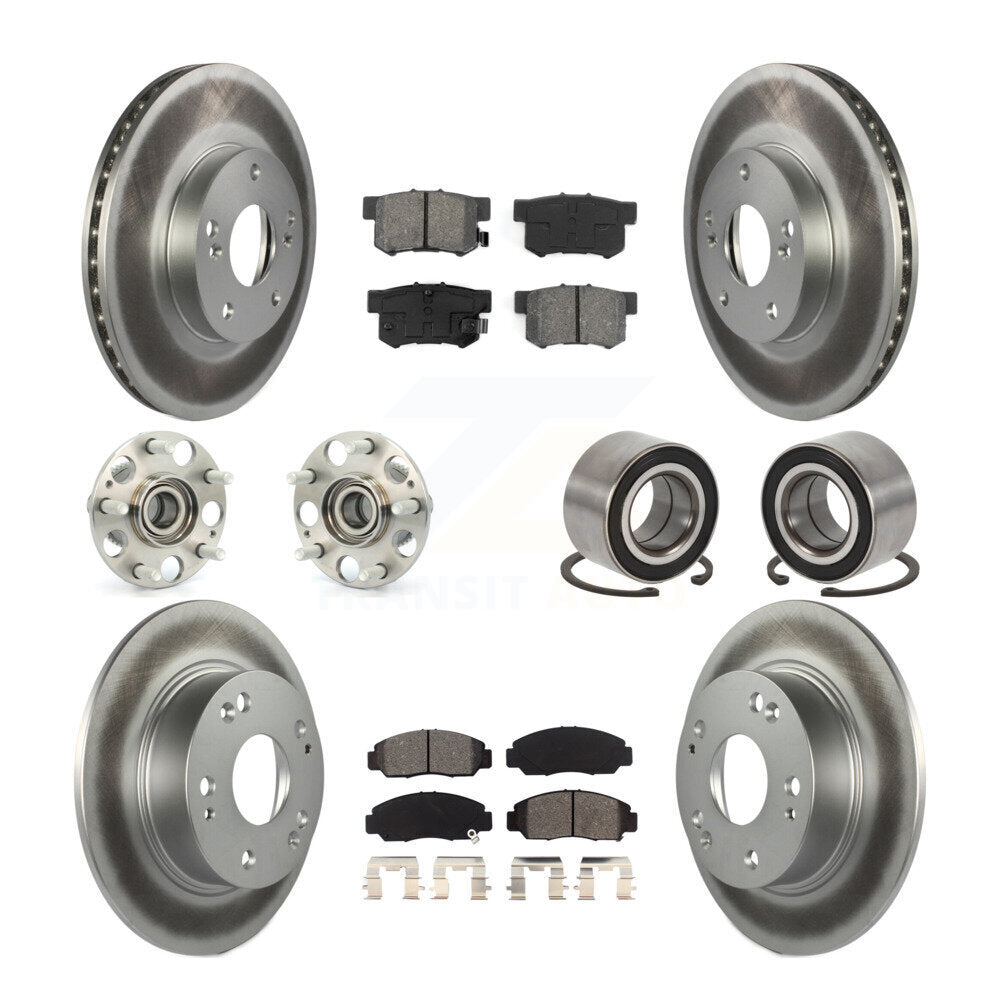 Kit de rotor et de plaquettes de frein à disque revêtus de roulement de moyeu avant et arrière (10 pièces) pour Honda Accor