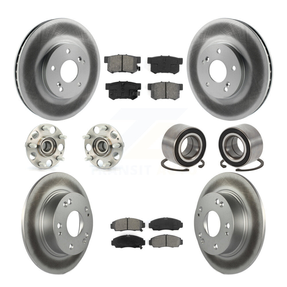 Kit de rotor et de plaquettes de frein à disque revêtus de roulement de moyeu avant et arrière (10 pièces) pour Honda Accor