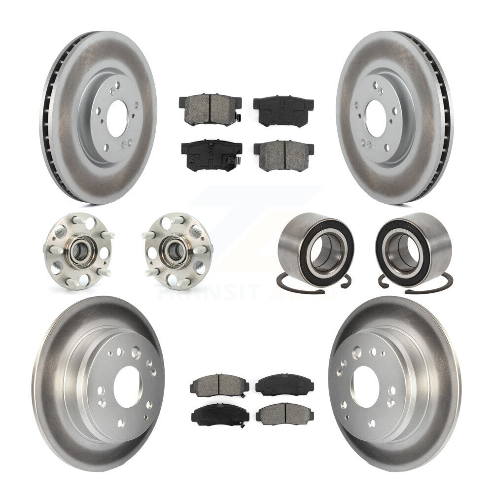 Kit de rotors et plaquettes de frein à disque revêtus de roulement de moyeu avant et arrière (10 pièces) pour Acura T