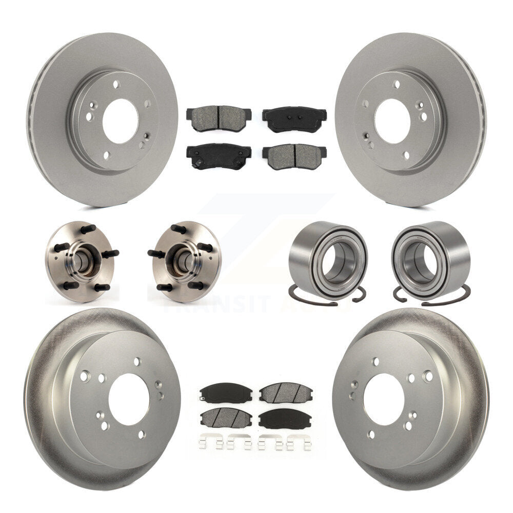 Kit de rotors et plaquettes de frein revêtus de roulement de moyeu avant et arrière (10 pièces) pour Hyundai Santa F