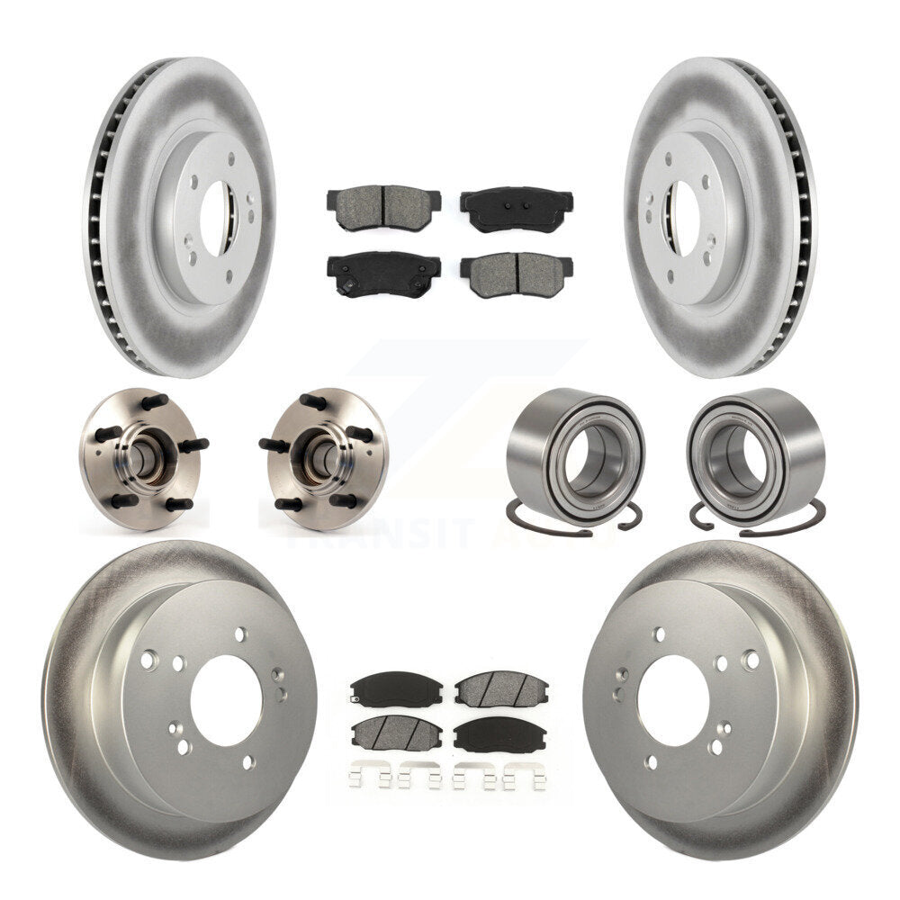 Kit de rotors et plaquettes de frein revêtus de roulement de moyeu avant et arrière (10 pièces) pour Hyundai Santa F