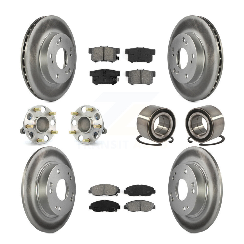 Kit de rotors et plaquettes de frein à disque revêtus de roulement de moyeu avant et arrière (10 pièces) pour Honda Civi