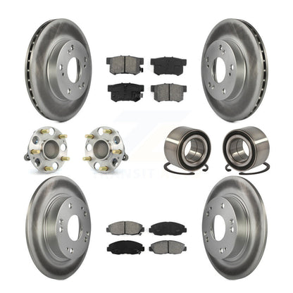 Kit de rotors et plaquettes de frein à disque revêtus de roulement de moyeu avant et arrière (10 pièces) pour Honda Civi