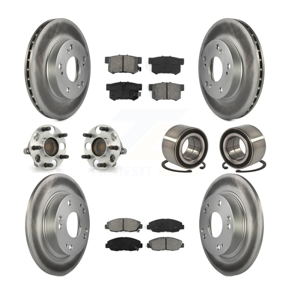 Kit de rotors et plaquettes de frein à disque revêtus de roulement de moyeu avant et arrière (10 pièces) pour Honda Civi
