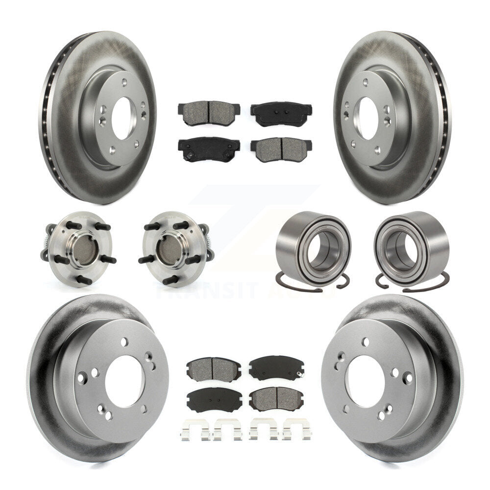 Kit de plaquettes de rotor de frein enduites de roulement de moyeu avant et arrière (10 pièces) pour Hyundai Sonata Ki