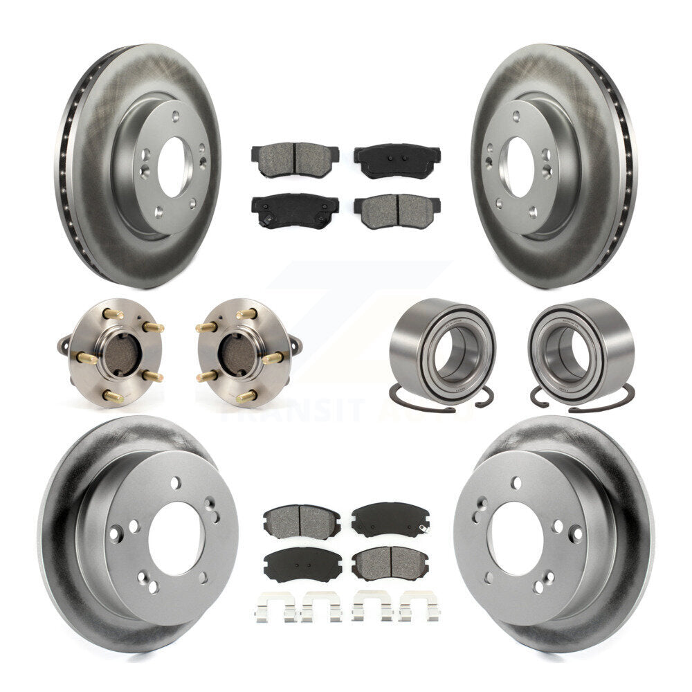 Kit de plaquettes de rotor de frein enduites de roulement de moyeu avant et arrière (10 pièces) pour Hyundai Sonata Ki