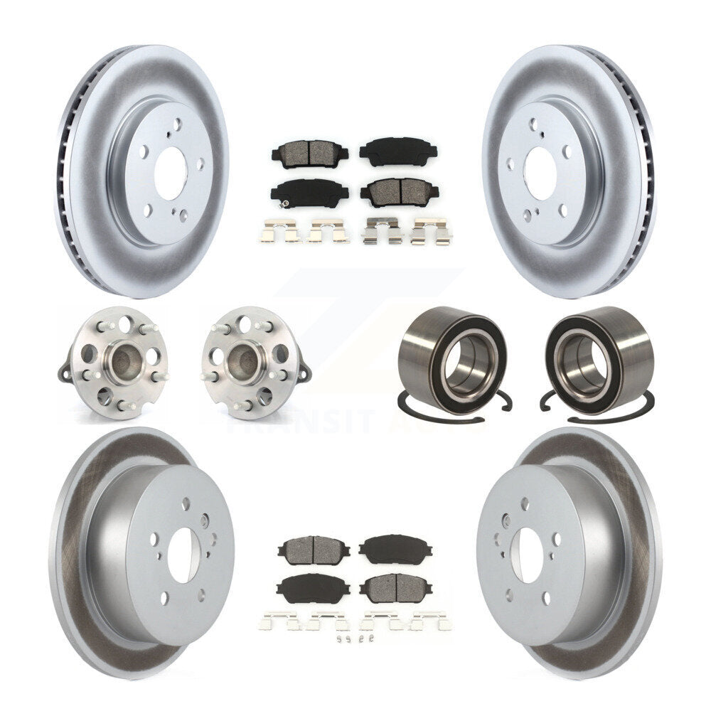 Kit de rotor et de plaquettes de frein revêtus de roulement de moyeu avant et arrière (10 pièces) pour Toyota Sienna FW