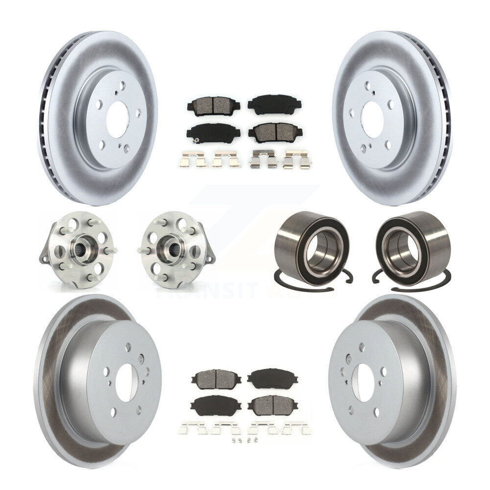 Kit de rotor et de plaquettes de frein revêtus de roulement de moyeu avant et arrière (10 pièces) pour Toyota Sienna AW
