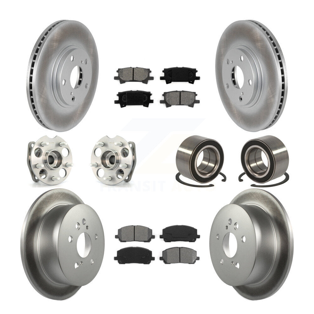 Kit de rotor et de plaquettes de frein revêtus de roulement de moyeu avant et arrière (10 pièces) pour Toyota Highlande