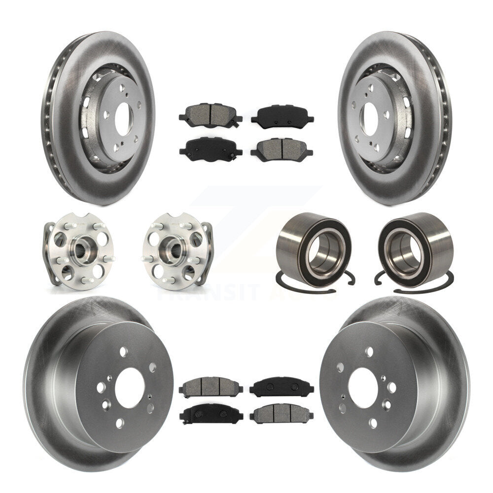 Kit de rotors et plaquettes de frein revêtus de roulement de moyeu avant et arrière (10 pièces) pour Toyota Venza AW