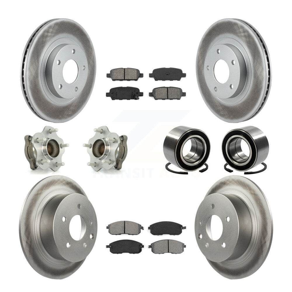 Kit de plaquettes de rotor de frein à disque revêtues de roulement de moyeu avant et arrière (10 pièces) pour Nissan Altim