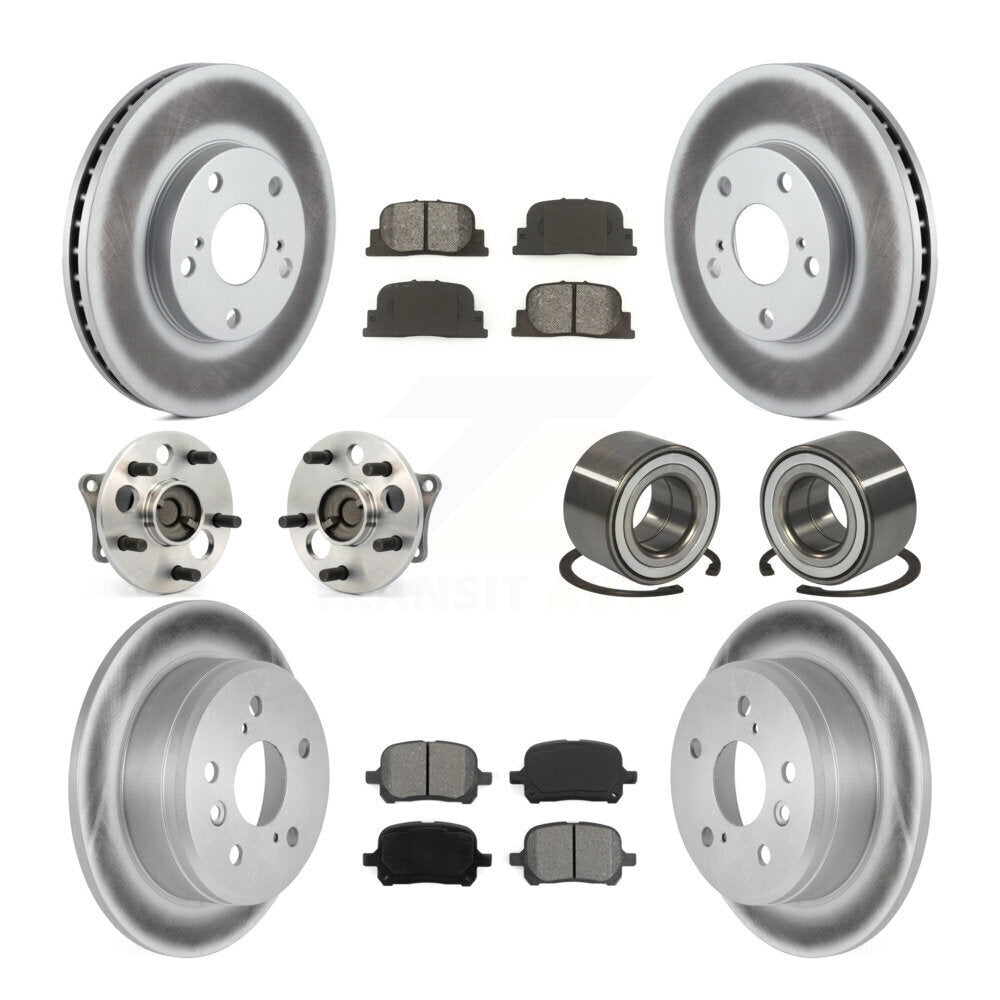 Kit de plaquettes de rotor de frein enduites de roulement de moyeu avant et arrière (10 pièces) pour Toyota Camry Lexu