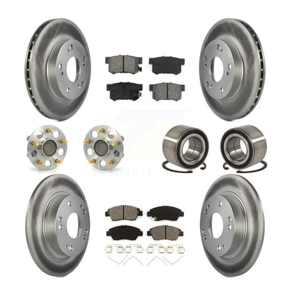 Kit de rotors et plaquettes de frein à disque revêtus de roulement de moyeu avant et arrière (10 pièces) pour Honda Civi