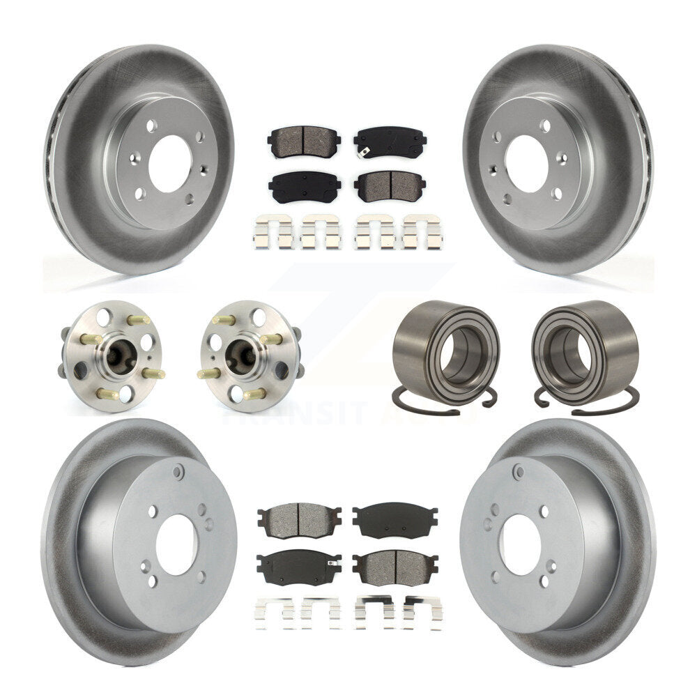 Kit de plaquettes de rotor de frein enduites de roulement de moyeu avant et arrière (10 pièces) pour Hyundai Accent Ki