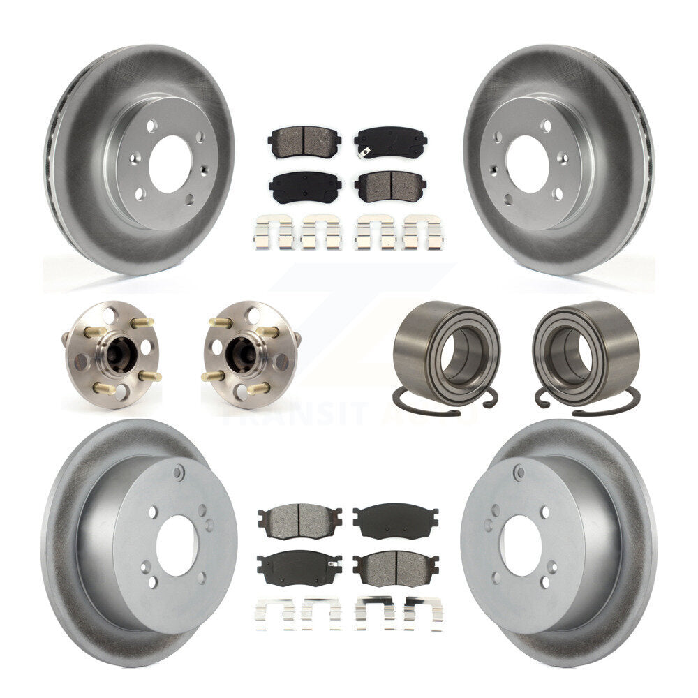 Kit de plaquettes de rotor de frein enduites de roulement de moyeu avant et arrière (10 pièces) pour Hyundai Accent Ki