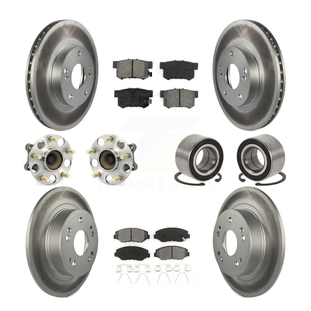 Kit de rotor et de plaquettes de frein à disque revêtus de roulement de moyeu avant et arrière (10 pièces) pour Honda Accor