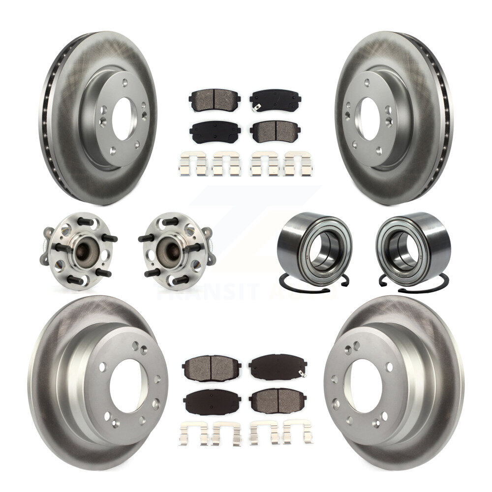 Kit de rotor et de plaquettes de frein revêtus de roulement de moyeu avant et arrière (10 pièces) pour Hyundai Elantr