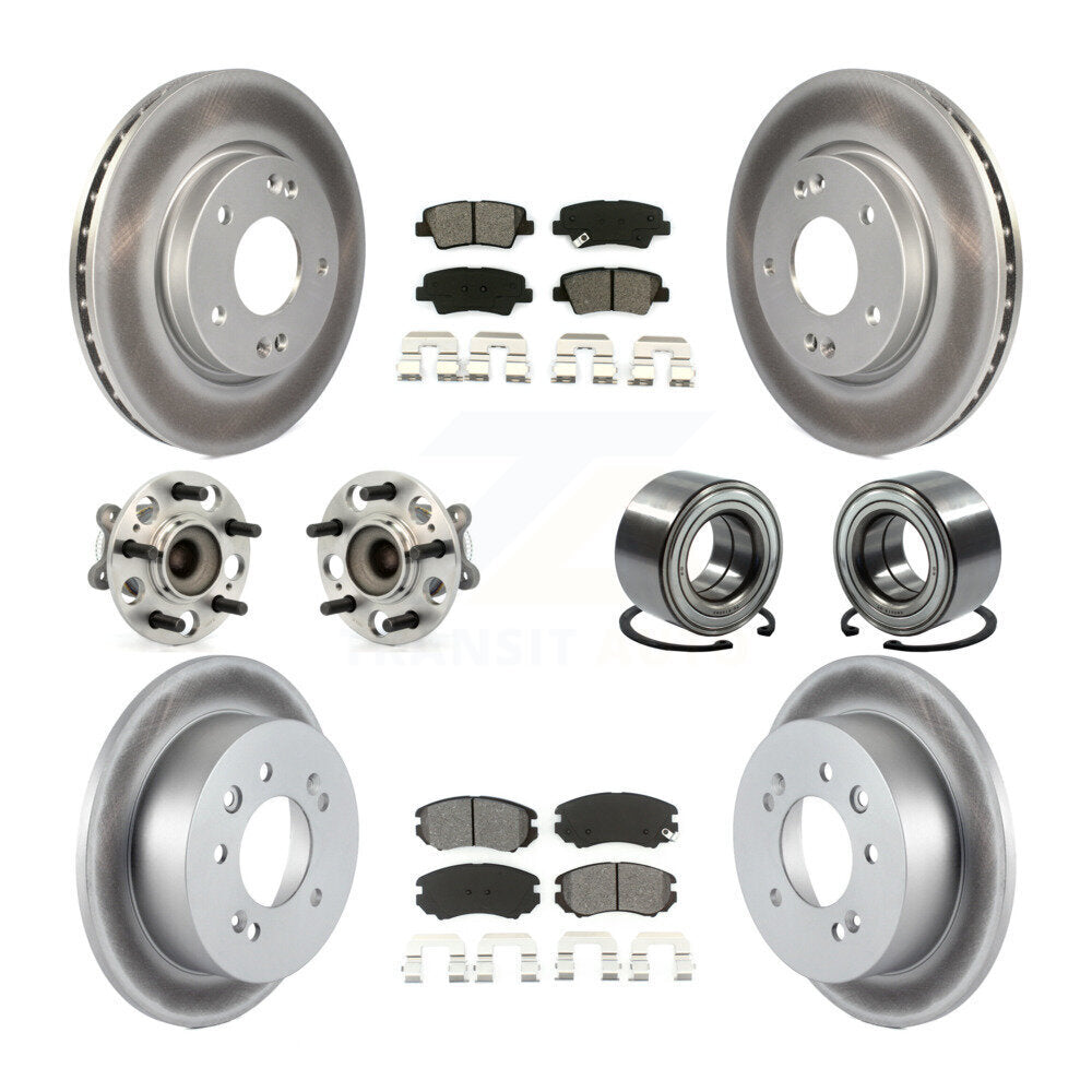 Kit de rotor et de plaquettes de frein revêtus de roulement de moyeu avant et arrière (10 pièces) pour Hyundai Elantr