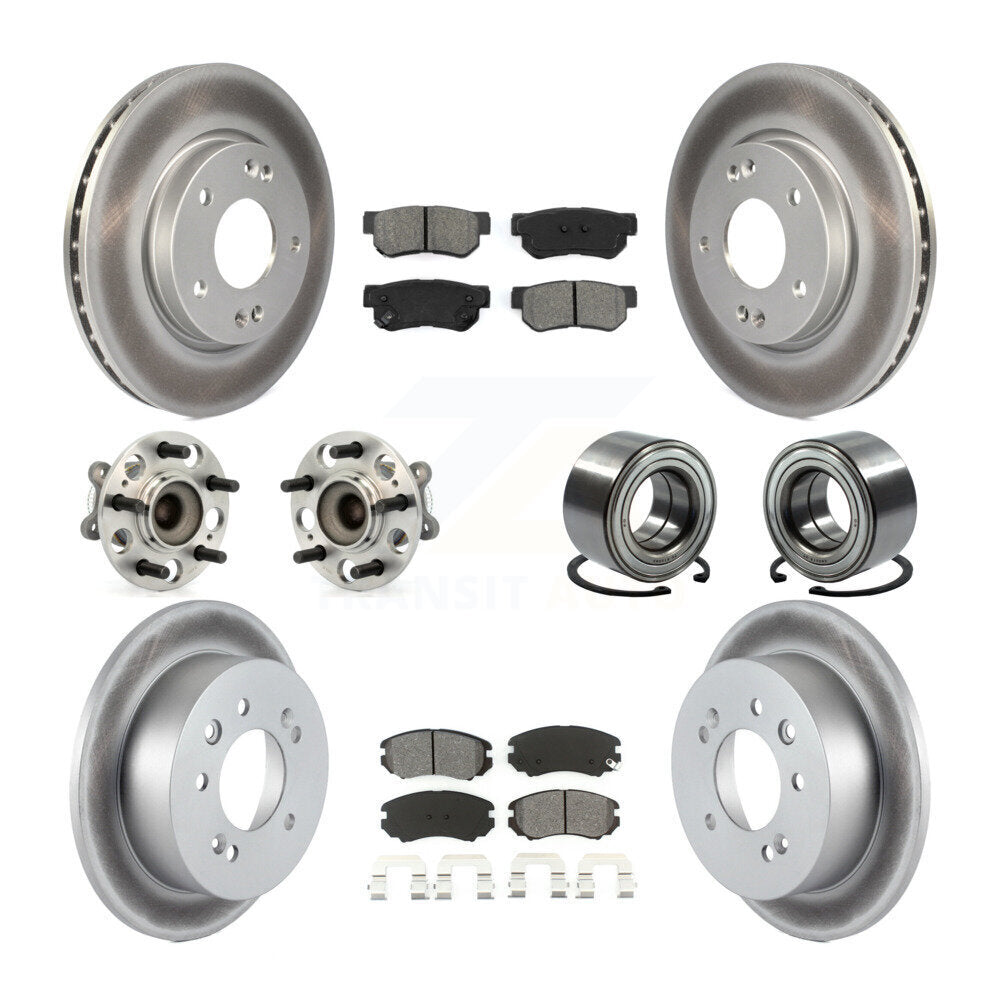 Kit de rotor et de plaquettes de frein revêtus de roulement de moyeu avant et arrière (10 pièces) pour Hyundai Elantr