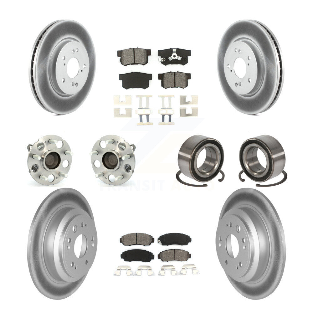 Kit de rotors et plaquettes de frein revêtus de roulement de moyeu avant et arrière (10 pièces) pour Honda Accord FW