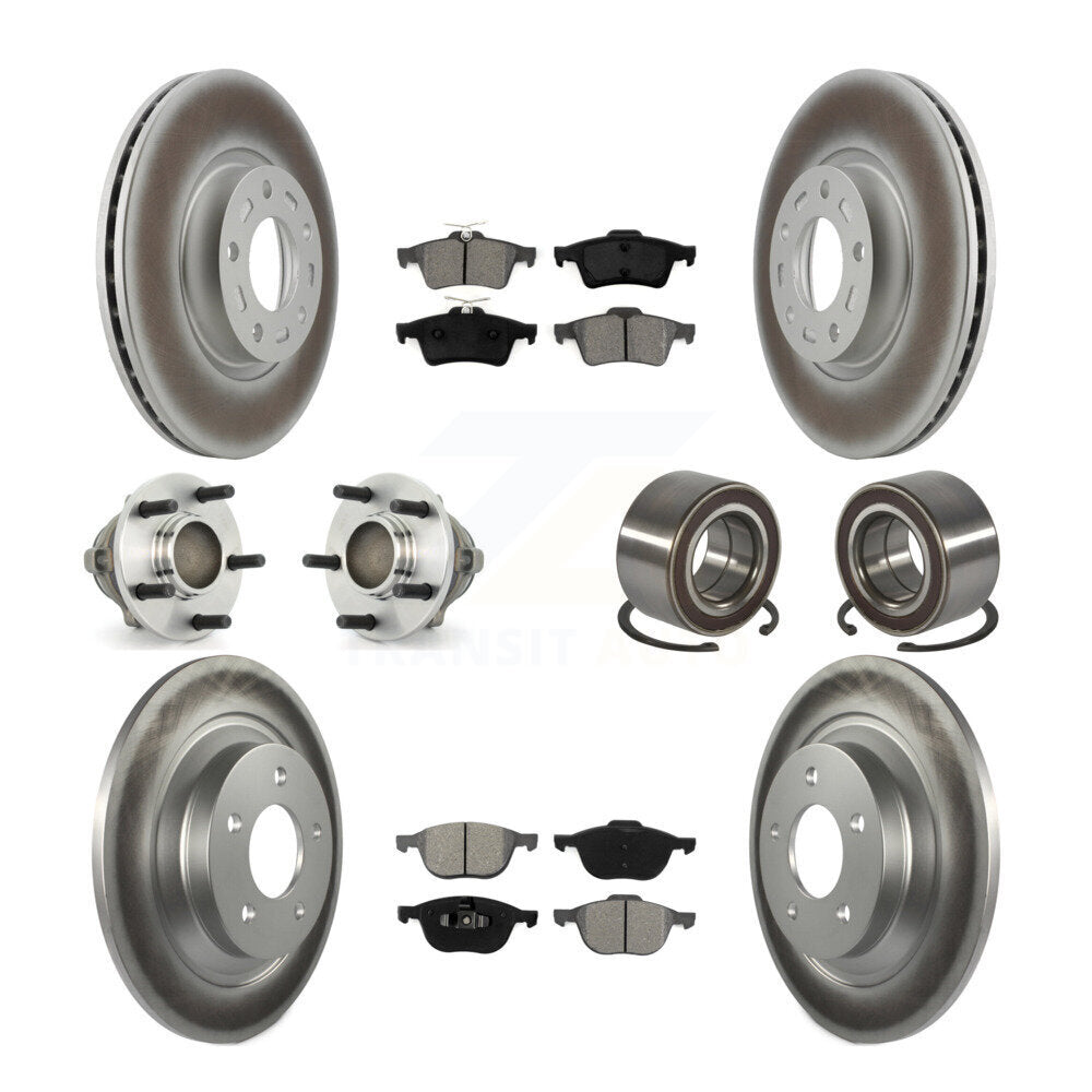 Kit de rotors et plaquettes de frein à disque revêtus de roulements de moyeu avant et arrière (10 pièces) pour Mazda