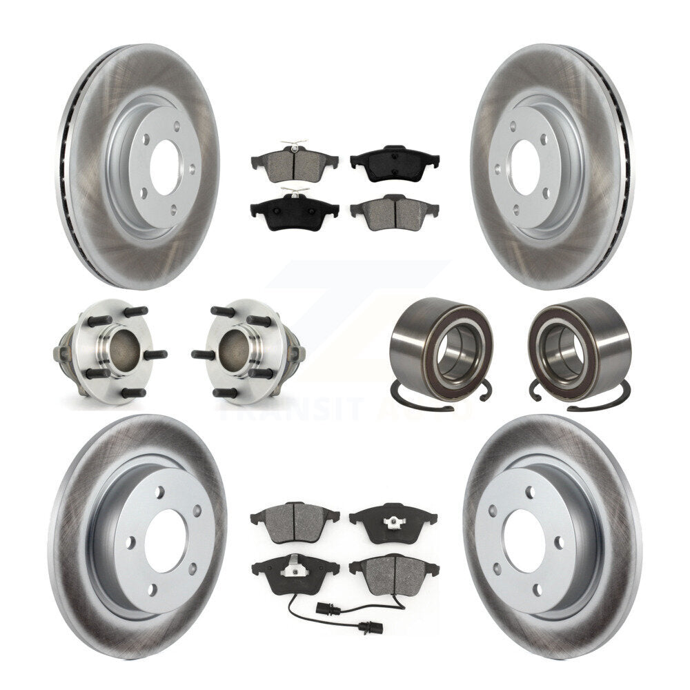 Kit de rotors et plaquettes de frein à disque revêtus de roulements de moyeu avant et arrière (10 pièces) pour Mazda