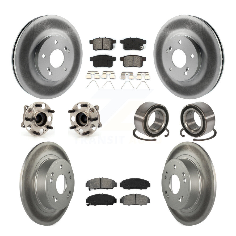 Kit de plaquettes de rotor de frein enduites de roulement de moyeu avant et arrière (10 pièces) pour Honda Accord Acur