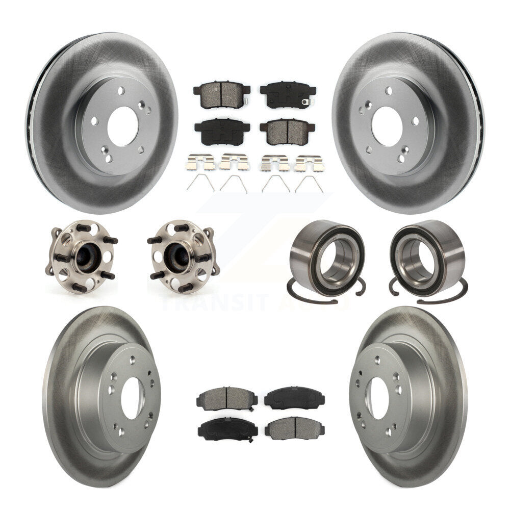 Kit de plaquettes de rotor de frein enduites de roulement de moyeu avant et arrière (10 pièces) pour Honda Accord Acur