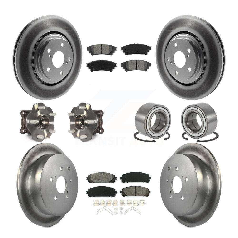 Kit de rotor et de plaquettes de frein revêtus de roulement de moyeu avant et arrière (10 pièces) pour Toyota Highlande