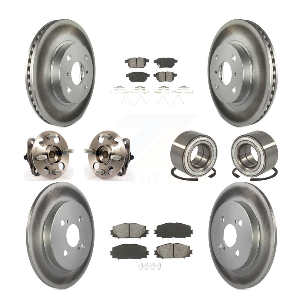 Kit de rotor et de plaquettes de frein à disque revêtus de roulement de moyeu avant et arrière (10 pièces) pour Toyota Yari
