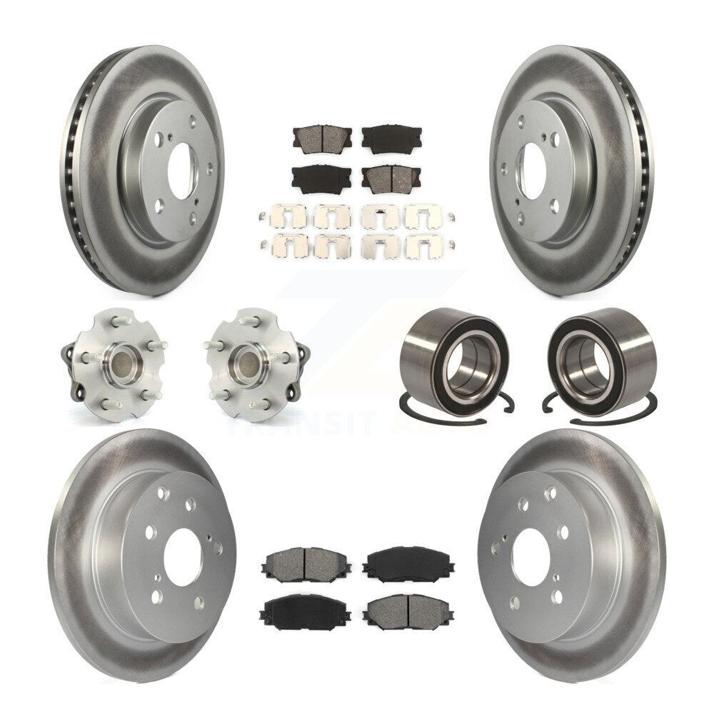 Kit de rotor et de plaquettes de frein revêtus de roulement de moyeu avant et arrière (10 pièces) pour Lexus HS250 2010