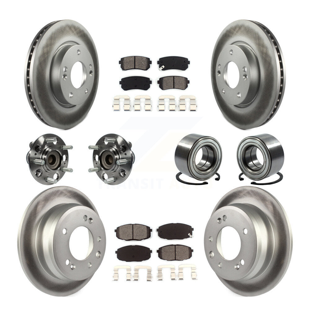 Kit de rotor et de plaquettes de frein revêtus de roulement de moyeu avant et arrière (10 pièces) pour Hyundai Elantr