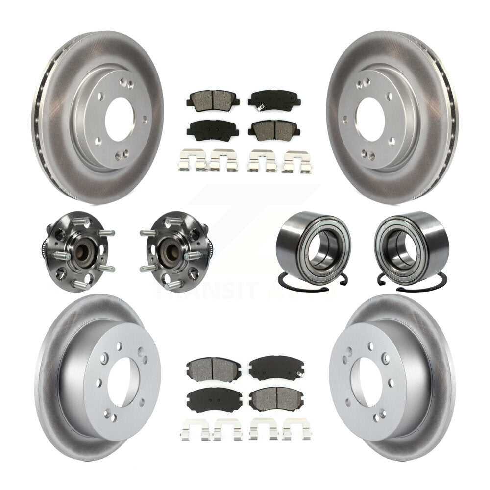 Kit de rotor et de plaquettes de frein revêtus de roulement de moyeu avant et arrière (10 pièces) pour Hyundai Elantr