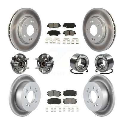 Kit de rotor et de plaquettes de frein revêtus de roulement de moyeu avant et arrière (10 pièces) pour Hyundai Elantr