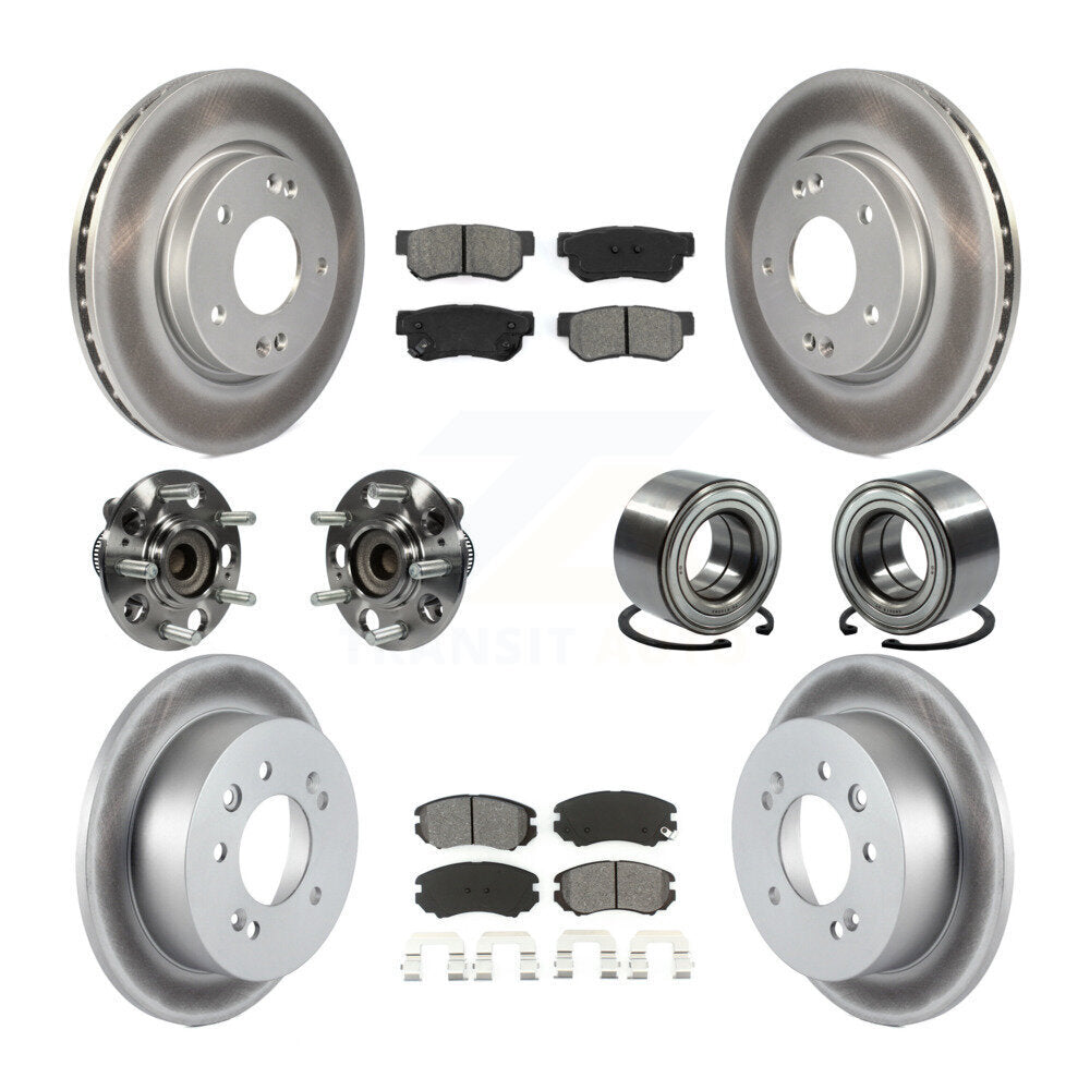Kit de rotor et de plaquettes de frein revêtus de roulement de moyeu avant et arrière (10 pièces) pour Hyundai Elantr