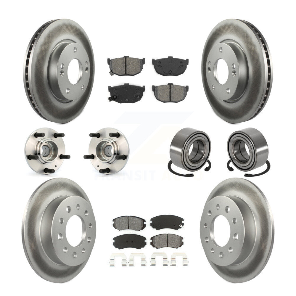Kit de rotor et de plaquettes de frein revêtus de roulement de moyeu avant et arrière (10 pièces) pour Hyundai Tiburo