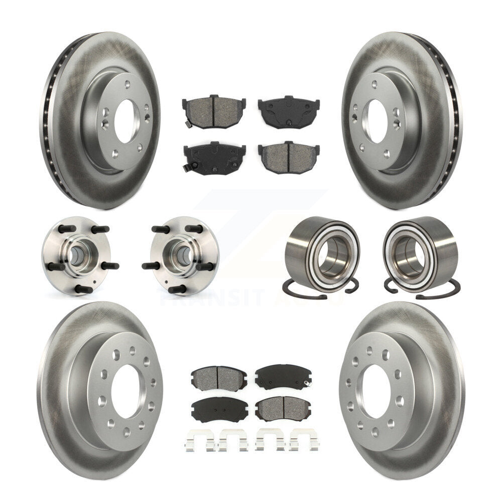 Kit de rotor et de plaquettes de frein revêtus de roulement de moyeu avant et arrière (10 pièces) pour Hyundai Tiburo