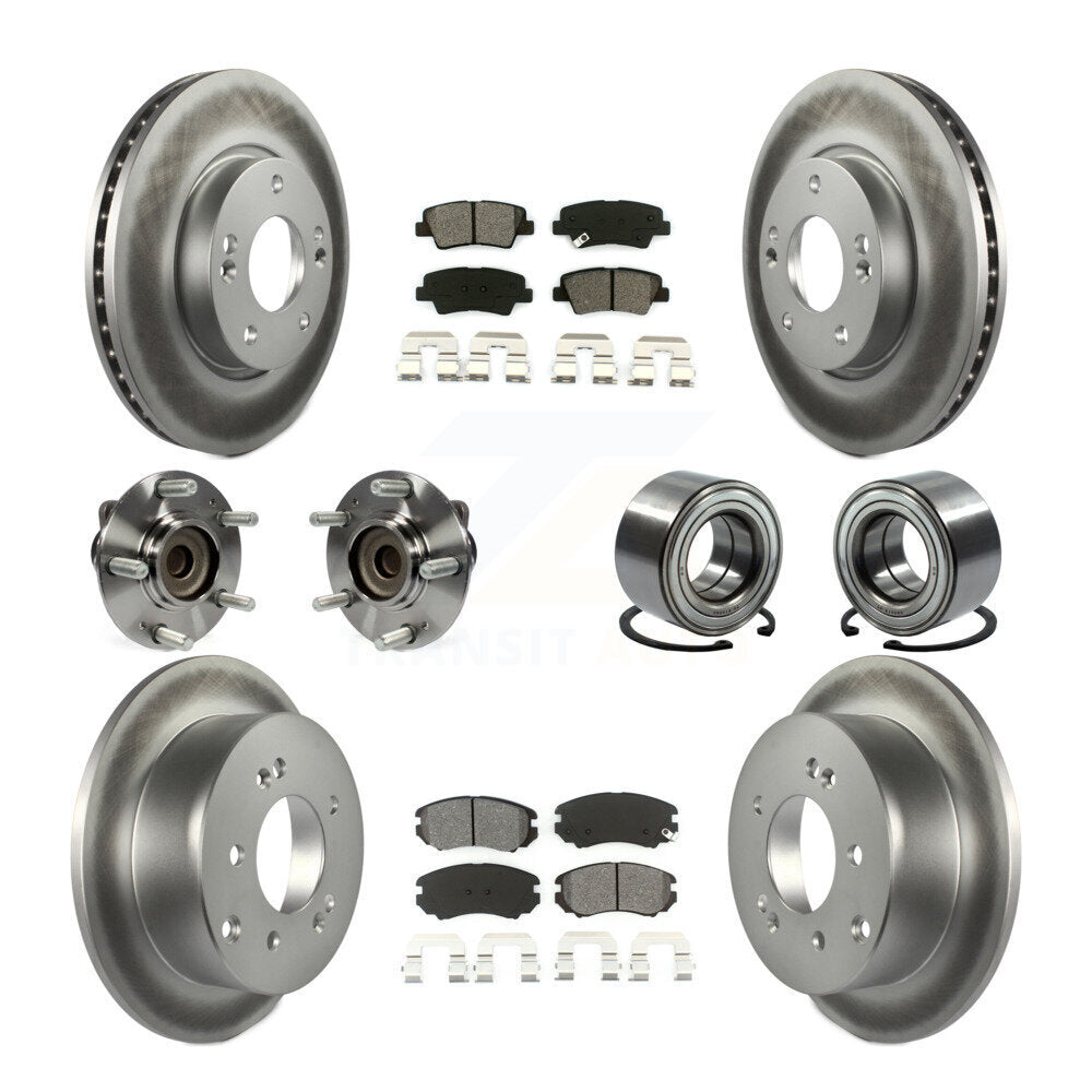 Kit de plaquettes de rotor de frein enduites de roulement de moyeu avant et arrière (10 pièces) pour Kia Sou 2012 – 2013