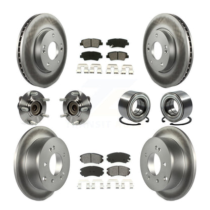 Kit de plaquettes de rotor de frein enduites de roulement de moyeu avant et arrière (10 pièces) pour Kia Sou 2012 – 2013