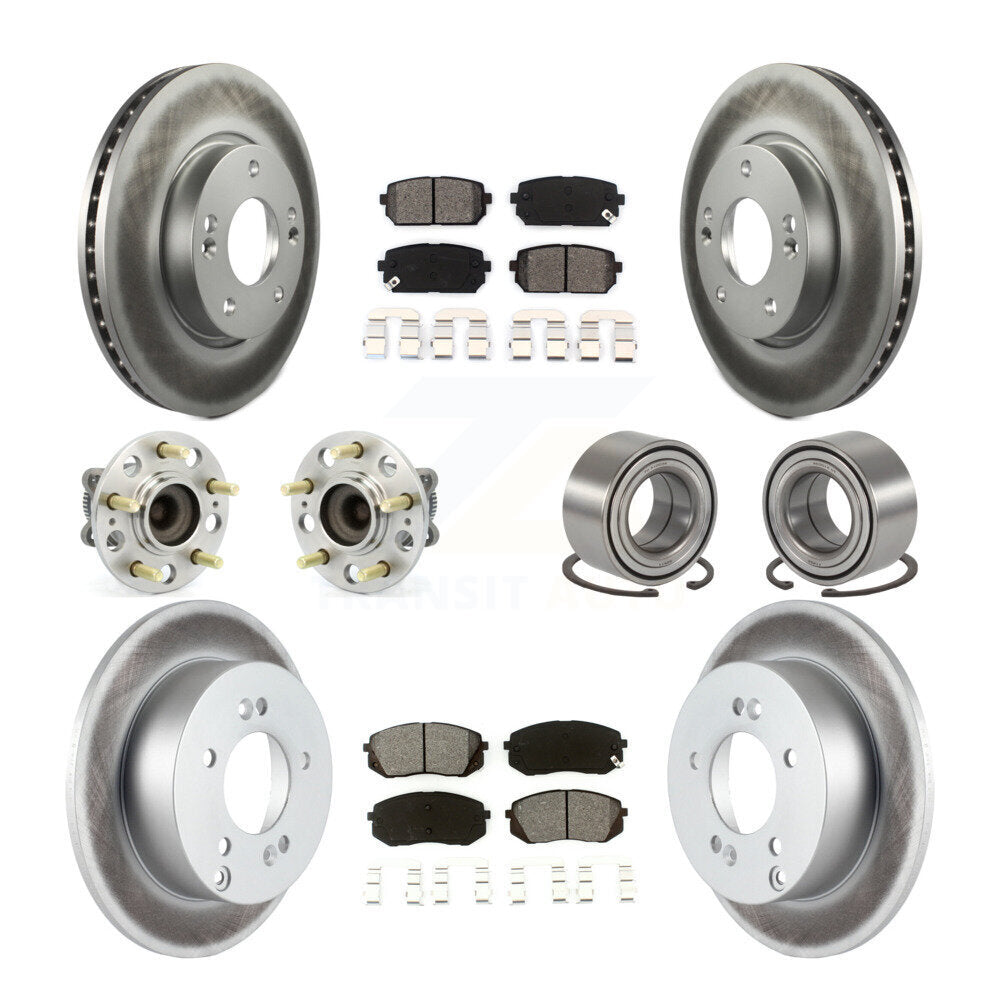 Kit de plaquettes de rotor de frein revêtues de roulement de moyeu avant et arrière (10 pièces) pour Kia Rond 2010 – 2012