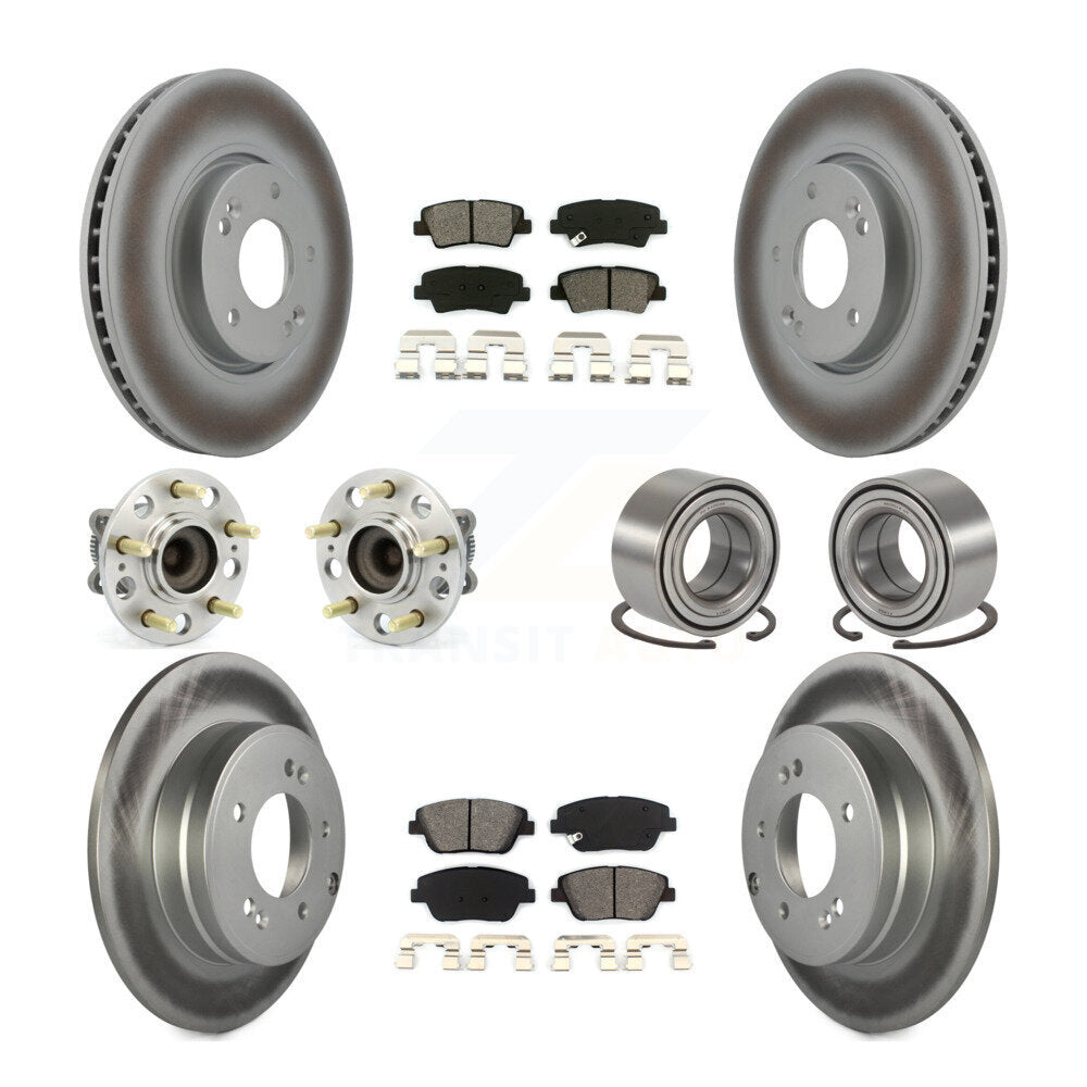 Kit de plaquettes de rotor de frein enduites de roulement de moyeu avant et arrière (10 pièces) pour Hyundai Sonata Ki