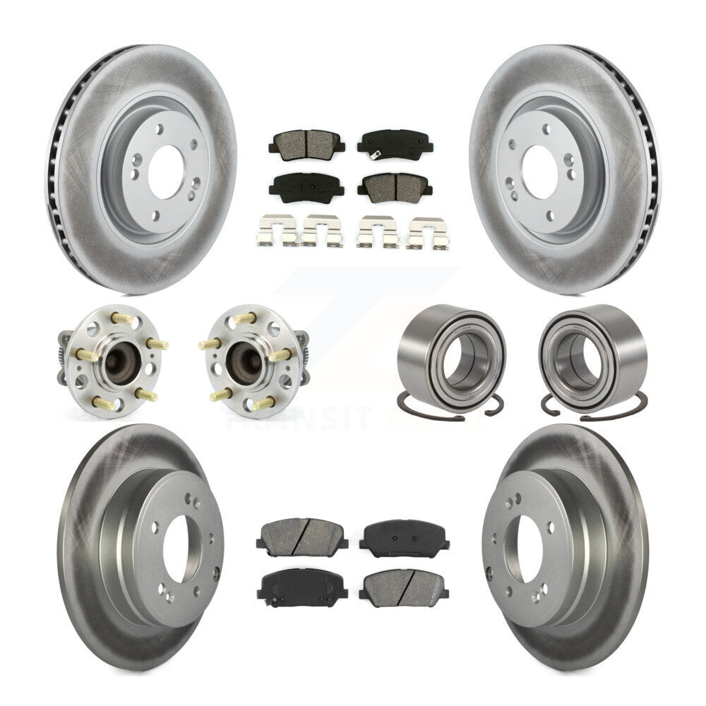 Kit de rotor et de plaquettes de frein revêtus de roulement de moyeu avant et arrière (10 pièces) pour Kia Optima 2.0