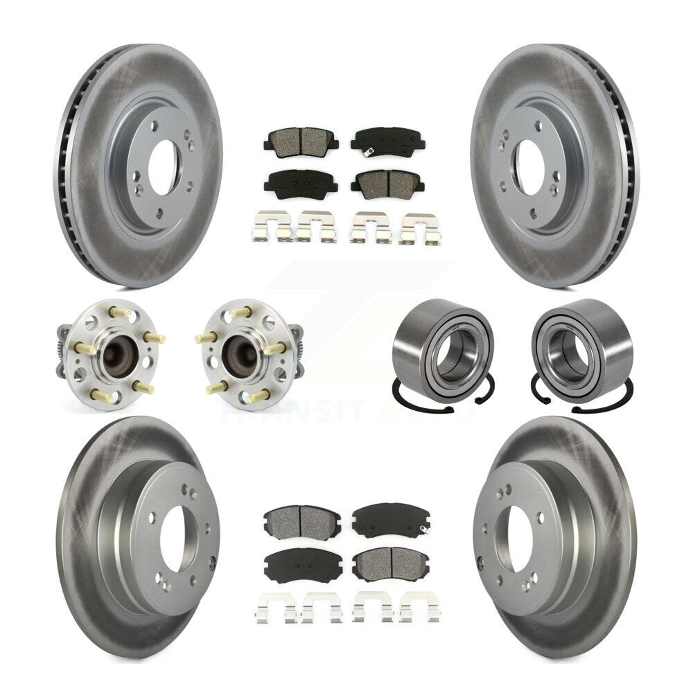 Kit de plaquettes de rotor de frein enduites de roulement de moyeu avant et arrière (10 pièces) pour Hyundai Azer 2011